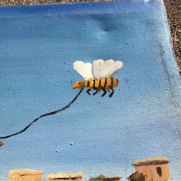 Vintage Central Asian Painting - Man Walking Bumblebee - Picture 4 of 7